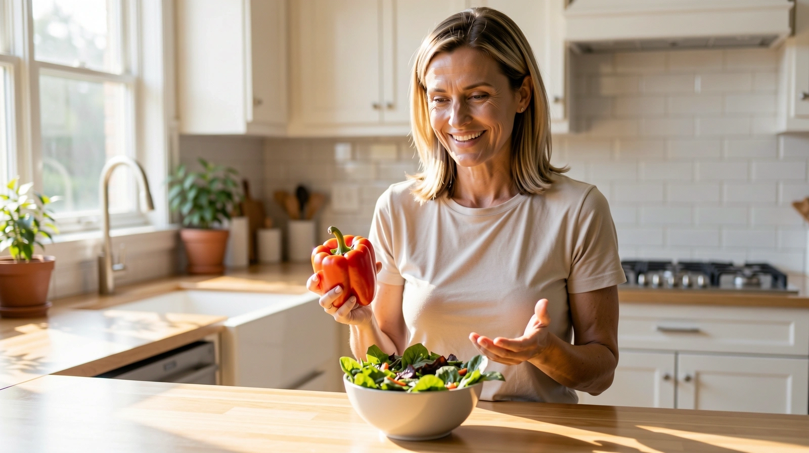 Frische Zutaten in einer hellen Küche